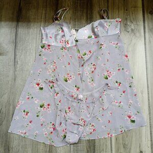 NOS Y2k Victoria's Secret women's lingerie flyaway slip in and thong Floral